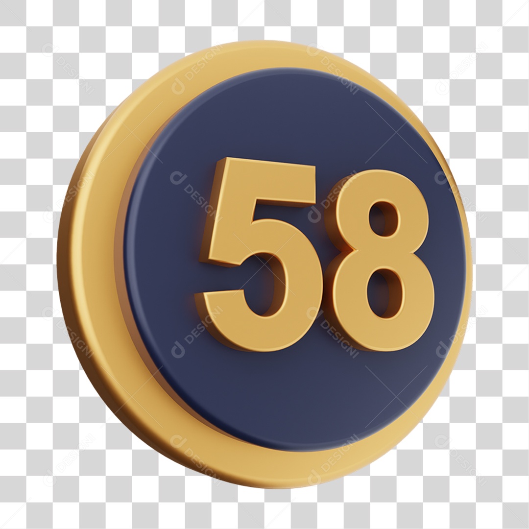 Elemento 3D Número 58 PNG Transparente