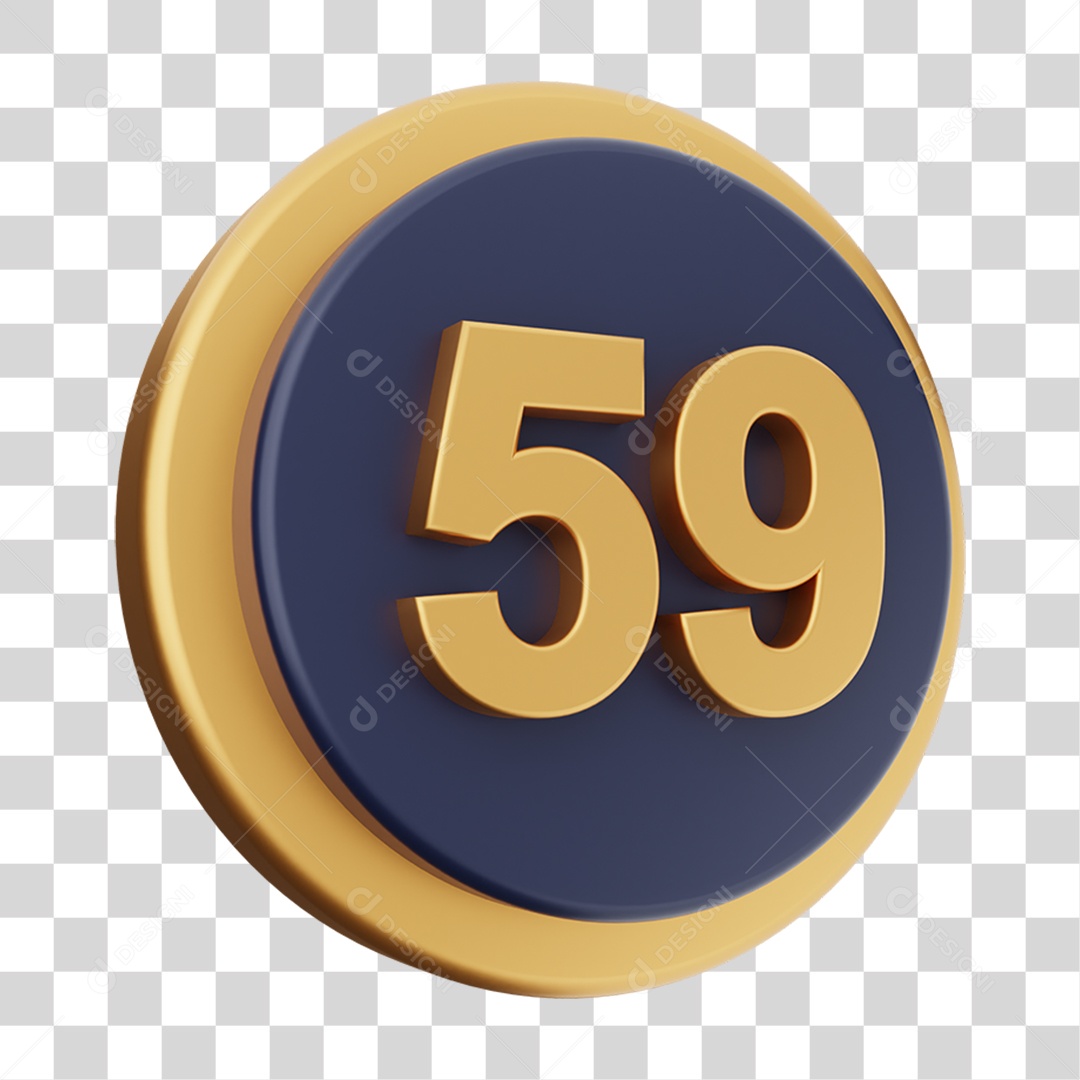 Elemento 3D Número 59 PNG Transparente