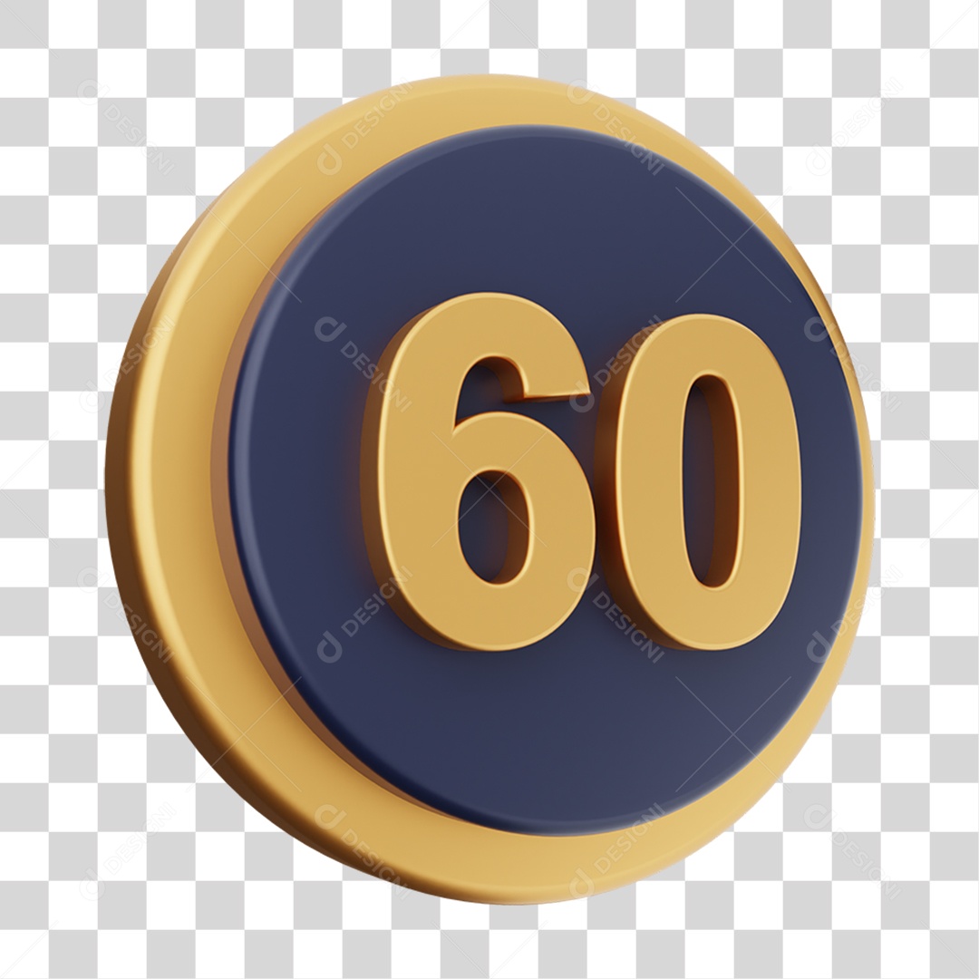 Elemento 3D Número 60 PNG Transparente