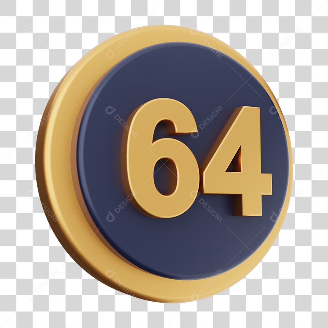 Elemento 3D Número 64 PNG Transparente