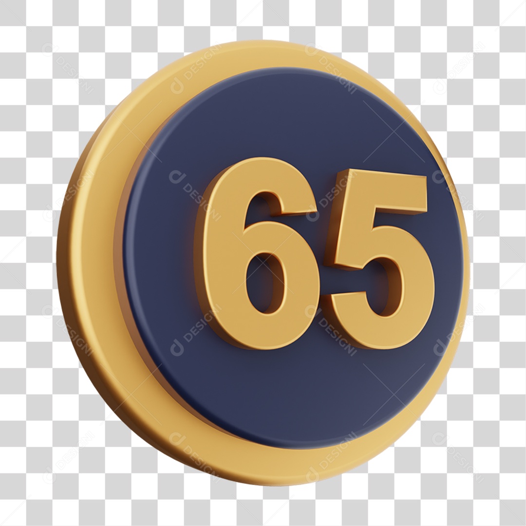 Elemento 3D Número 65 PNG Transparente