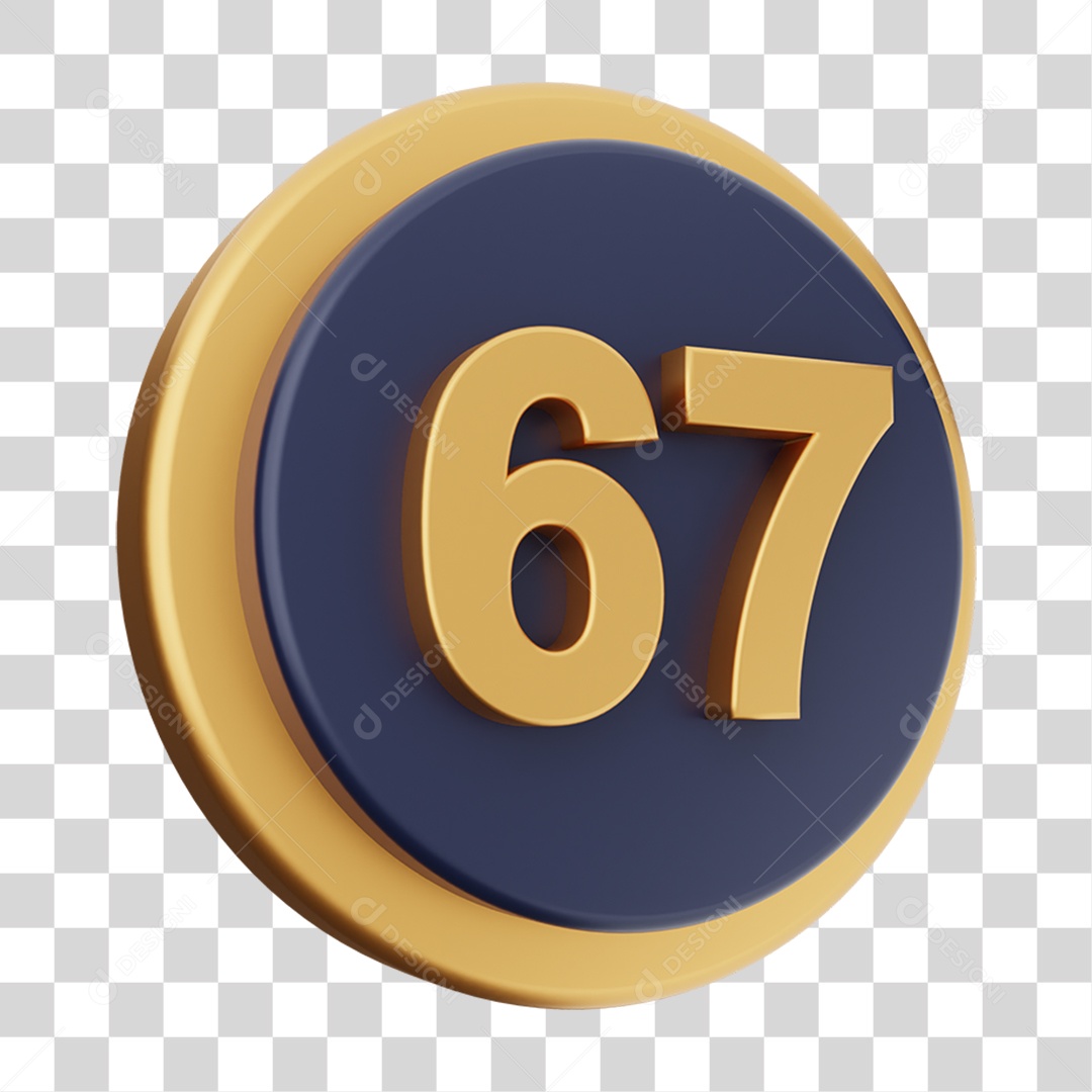 Elemento 3D Número 67 PNG Transparente