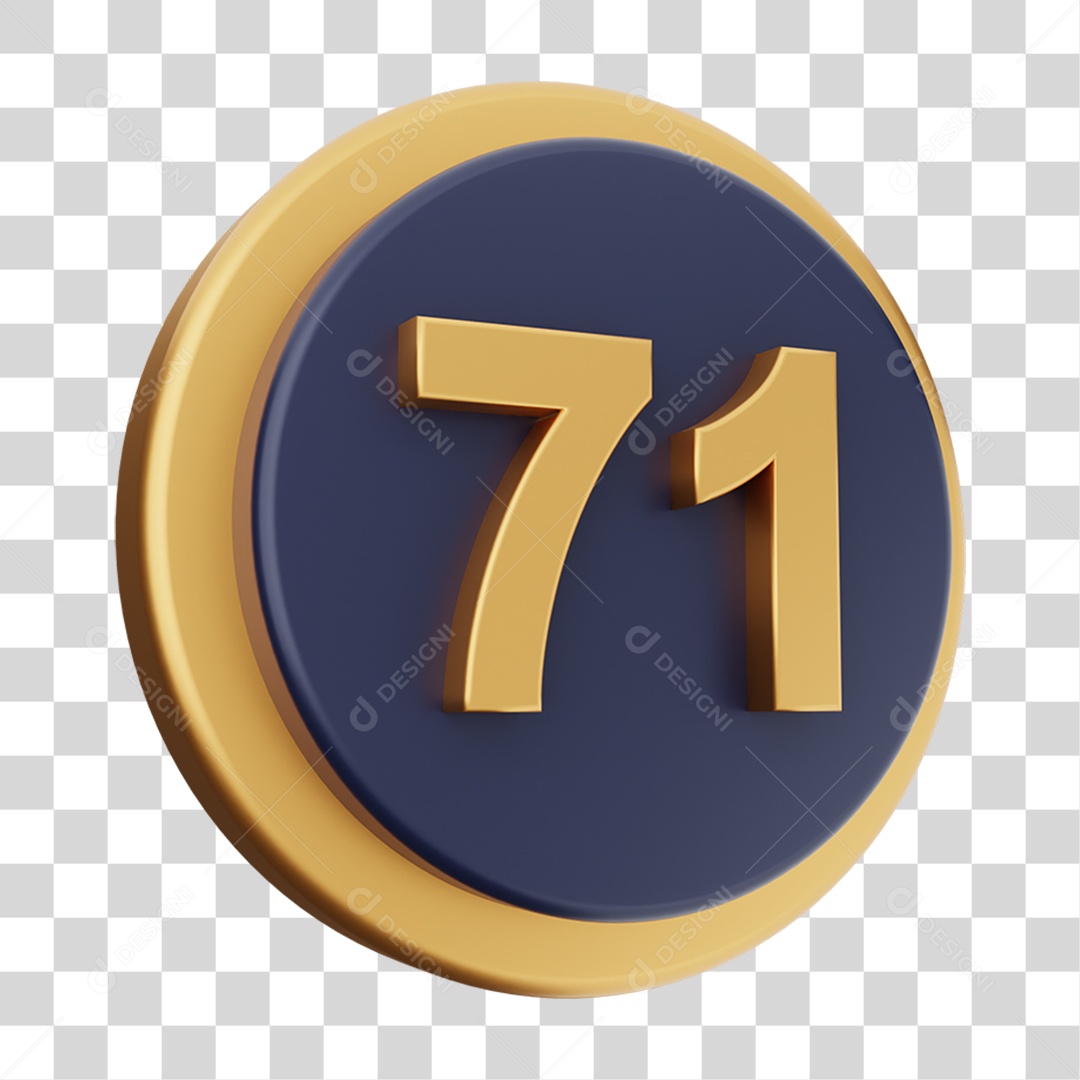 Elemento 3D Número 71 PNG Transparente