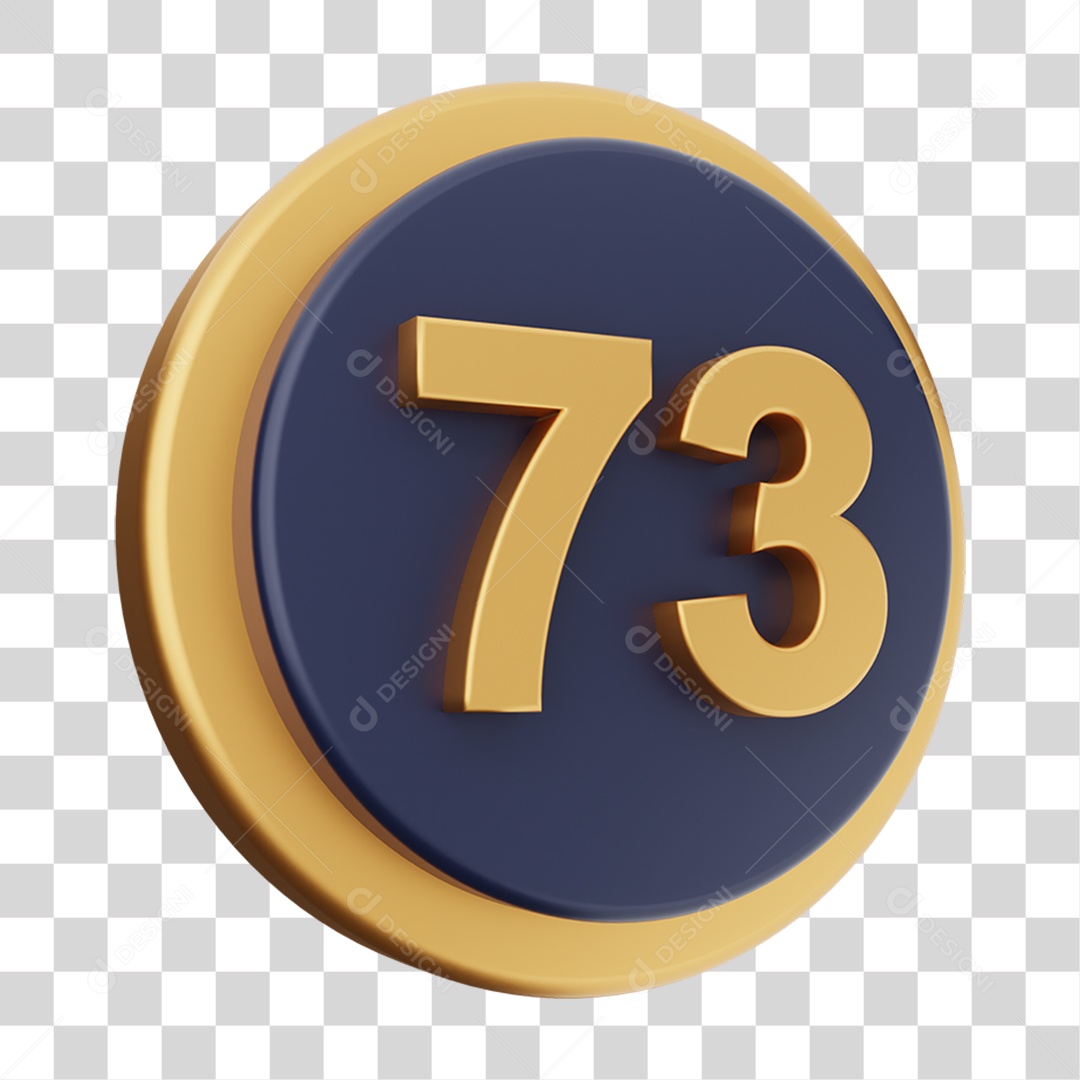 Elemento 3D Número 73 PNG Transparente