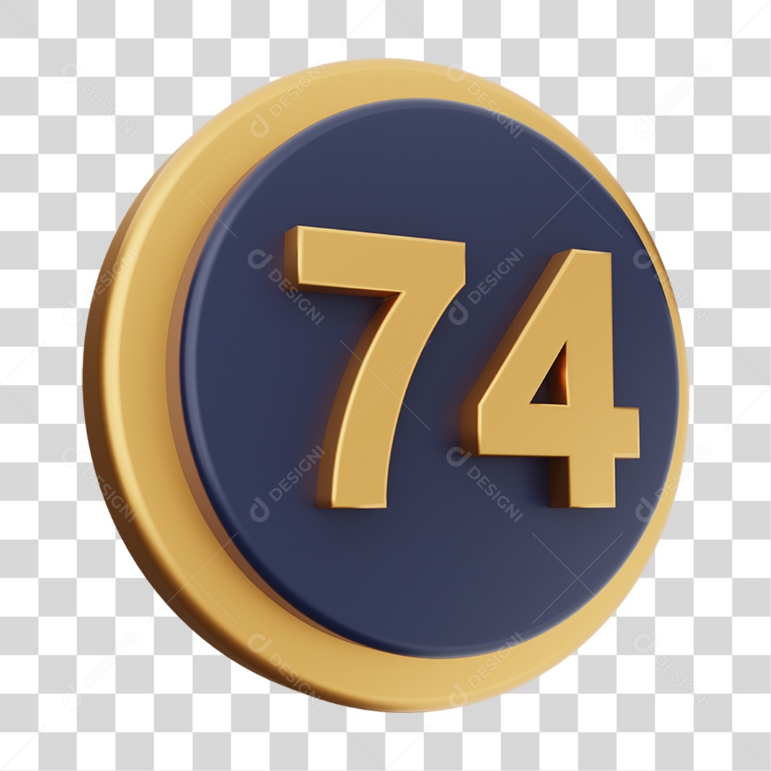 Elemento 3D Número 74 PNG Transparente