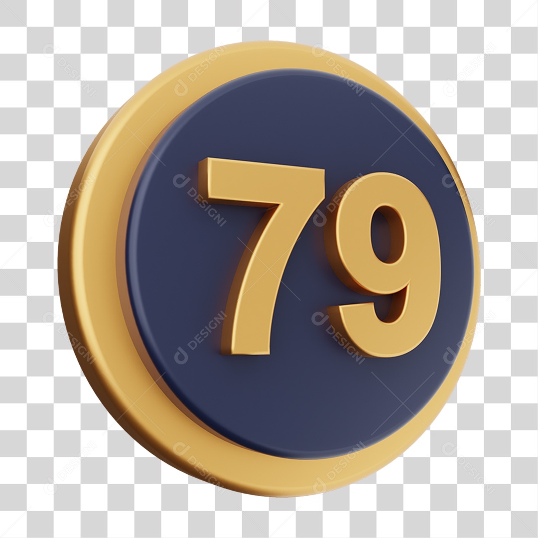 Elemento 3D Número 79 PNG Transparente