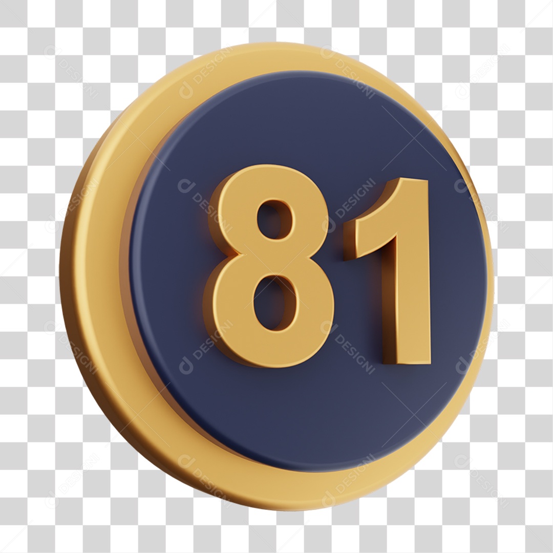 Elemento 3D Número 81 PNG Transparente