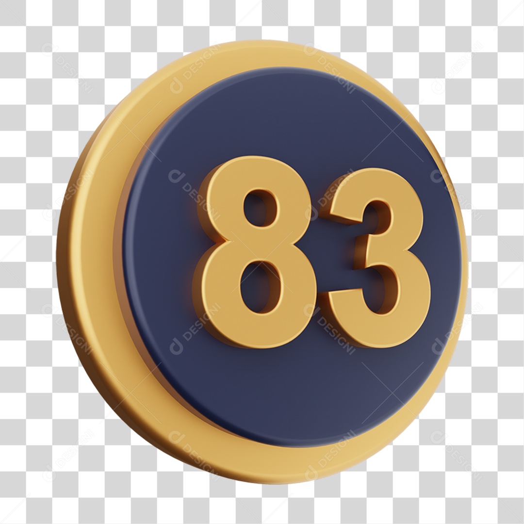 Elemento 3D Número 83 PNG Transparente
