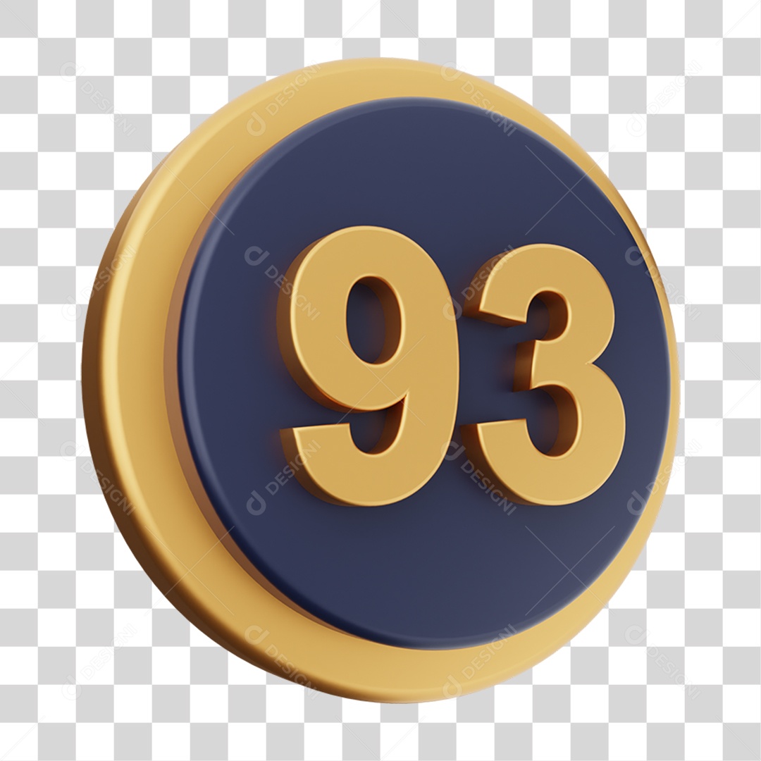 Elemento 3D Número 93 PNG Transparente