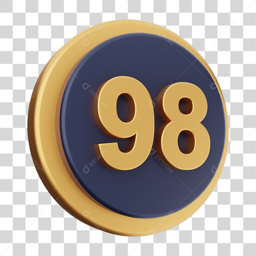 Elemento 3D Número 98 PNG Transparente