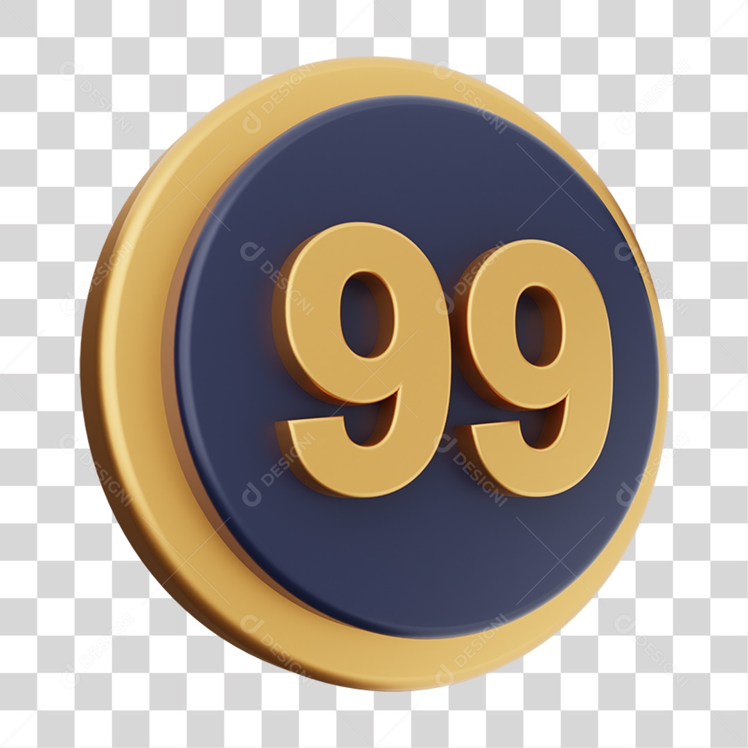 Elemento 3D Número 99 PNG Transparente