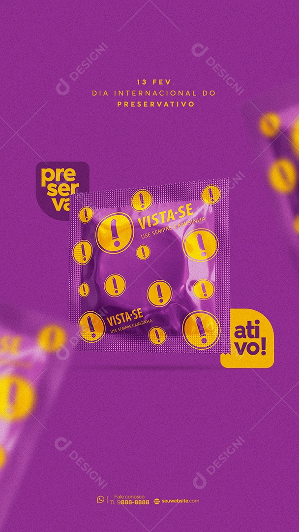 Story Dia Internacional do Preservativo Vista-Se 13 de Fevereiro Social Media PSD Editável