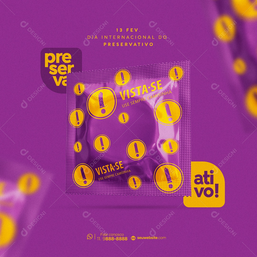 Dia Internacional do Preservativo Vista-Se 13 de Fevereiro Social Media PSD Editável