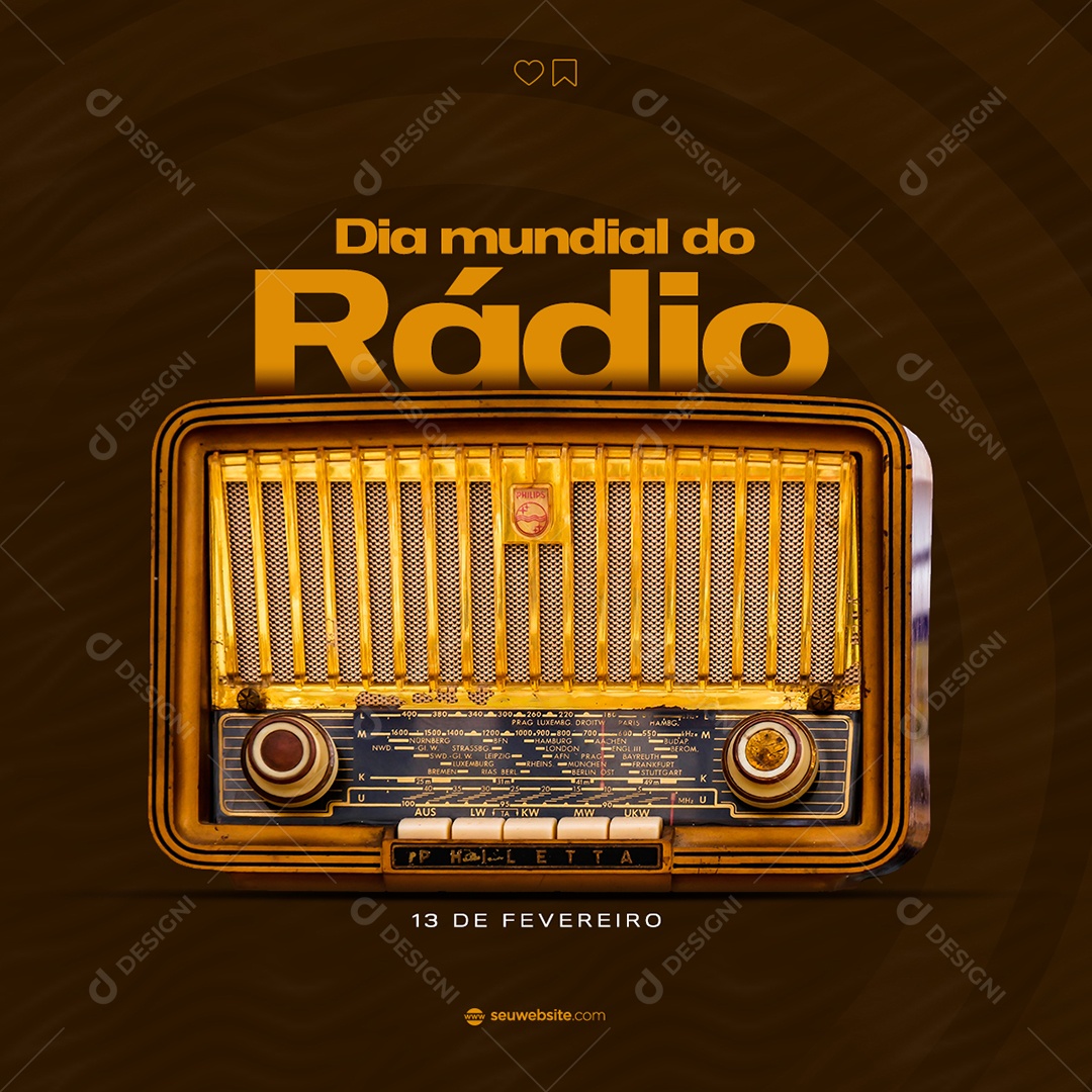 Dia Mundial Do Radio 13 de Fevereiro Social Media PSD Editável