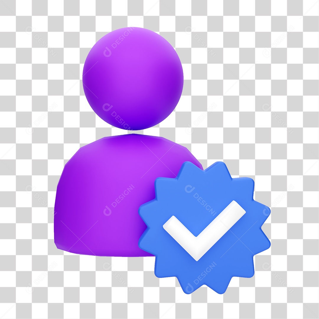 Elemento 3D Símbolo Verificado PNG Transparente