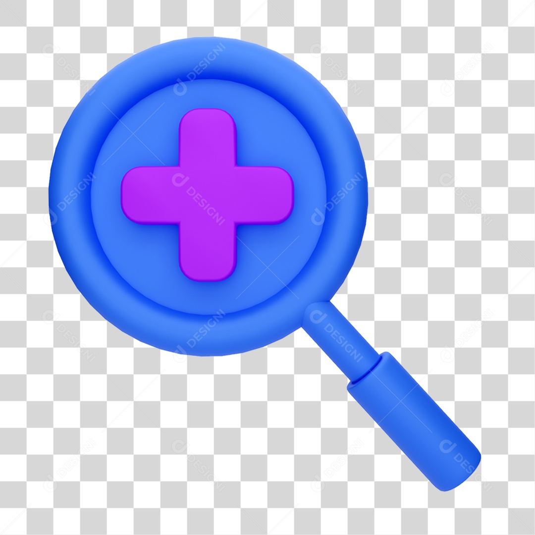 Elemento 3D Lupa com Símbolo PNG Transparente