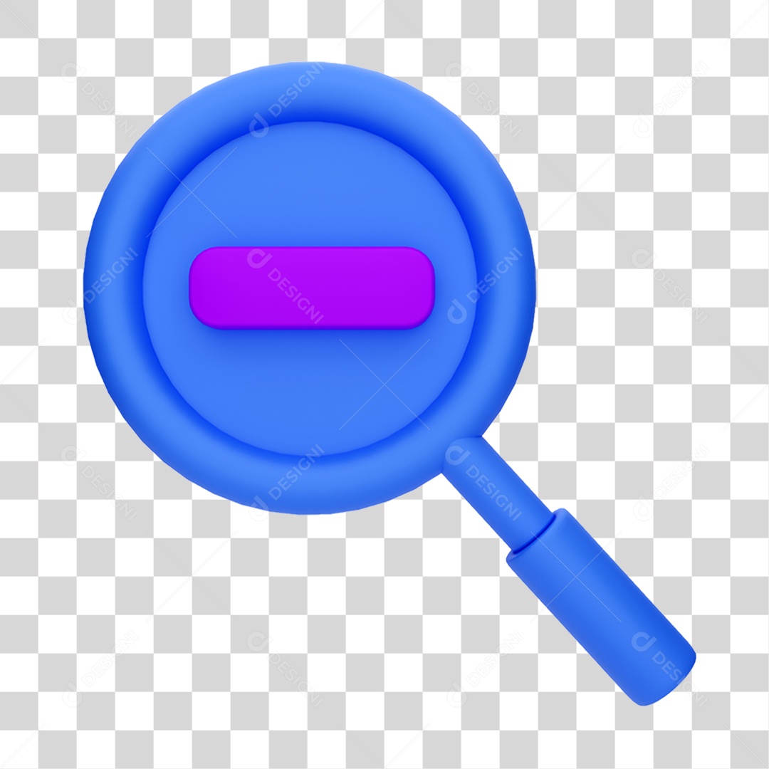 Elemento 3D Lupa com Símbolo PNG Transparente