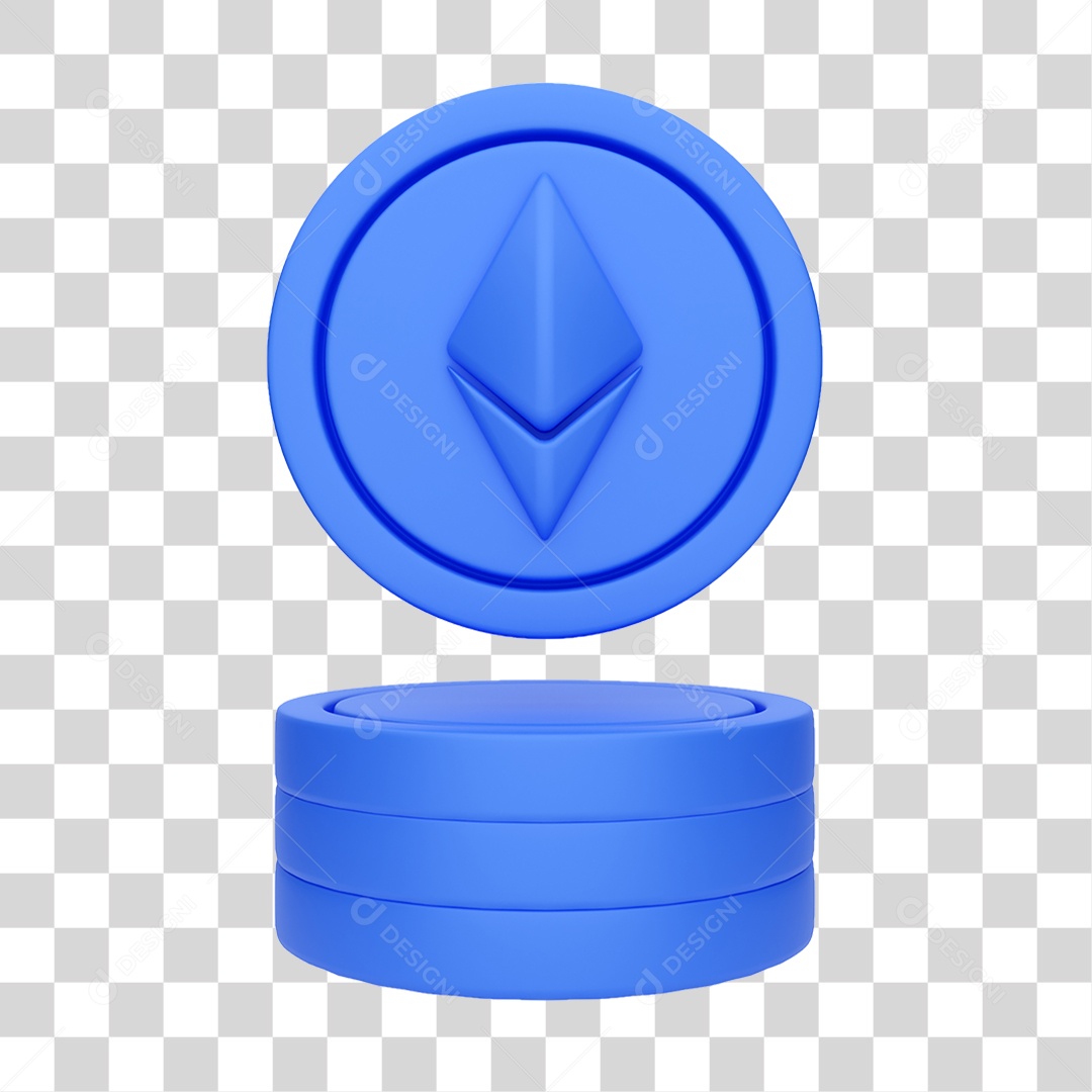 Elemento 3D da Moeda Ethereum PNG Transparente