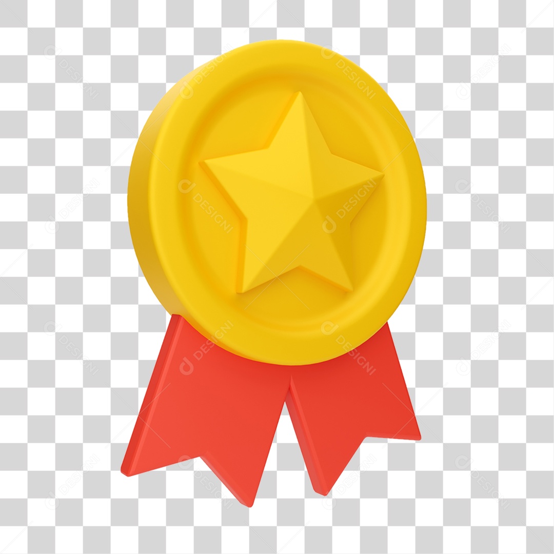 Elemento 3D Medalha Estrela PNG Transparente