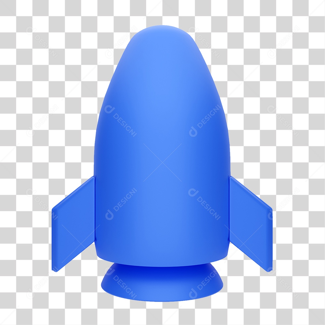 Elemento 3D Foguete Azul PNG Transparente