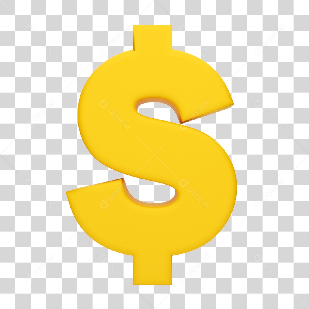 Elemento 3D Cifrão Símbolo PNG Transparente