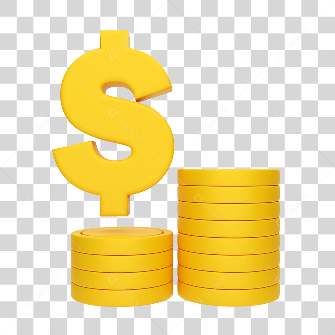 Elemento 3D Cifrão Símbolo PNG Transparente