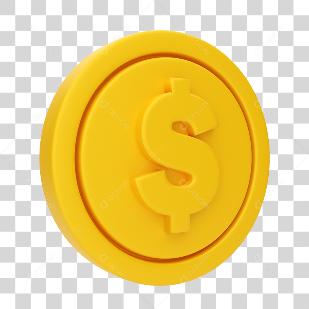 Moeda Dourada Cifrão PNG Transparente