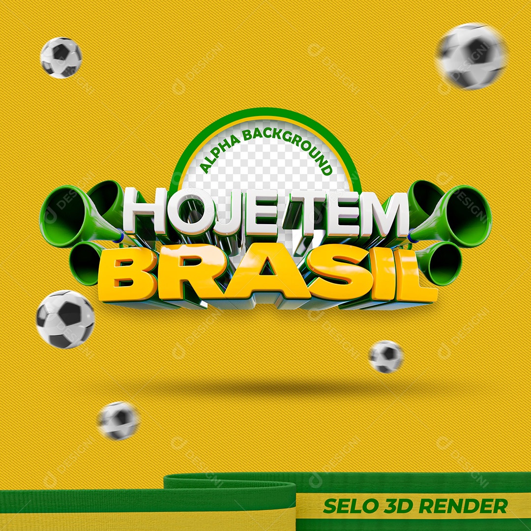 Selo 3D Para Composição Hoje Tem Brasil PSD
