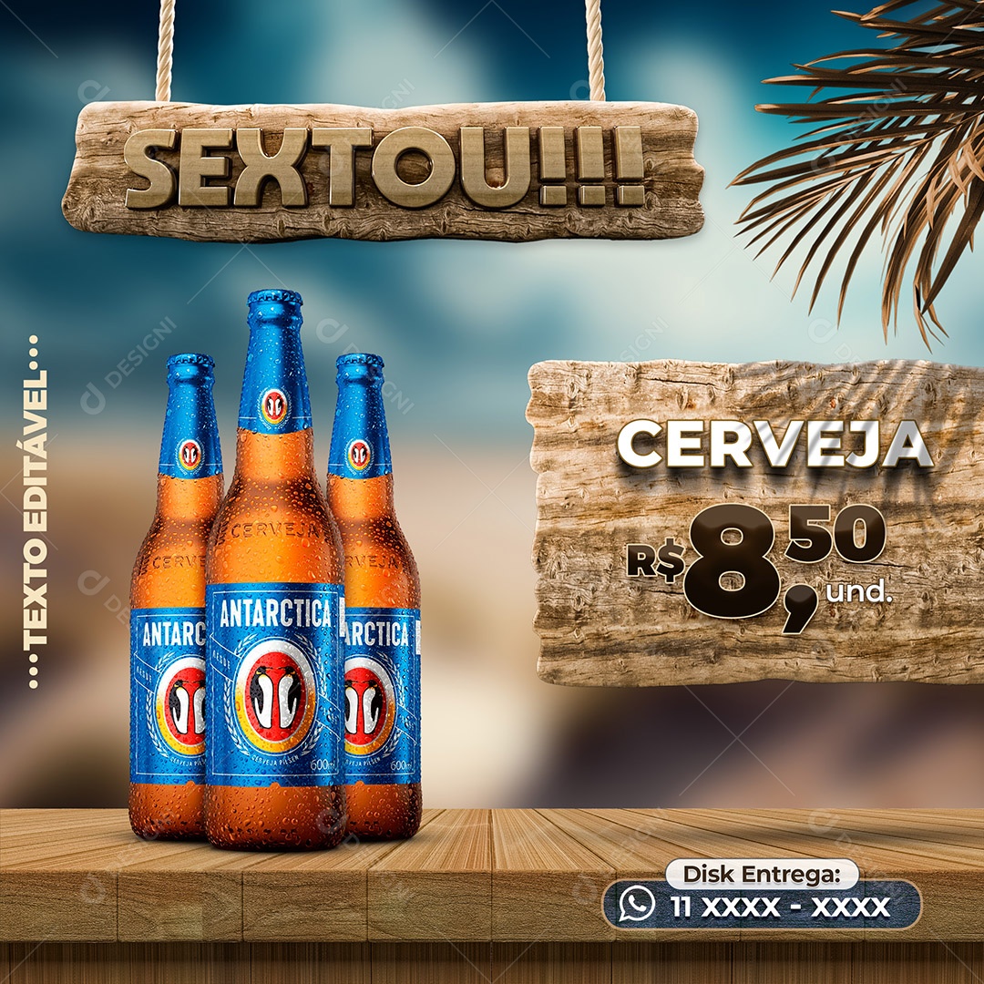 Social Media Post Sextou Cervejas Bares PSD Editável