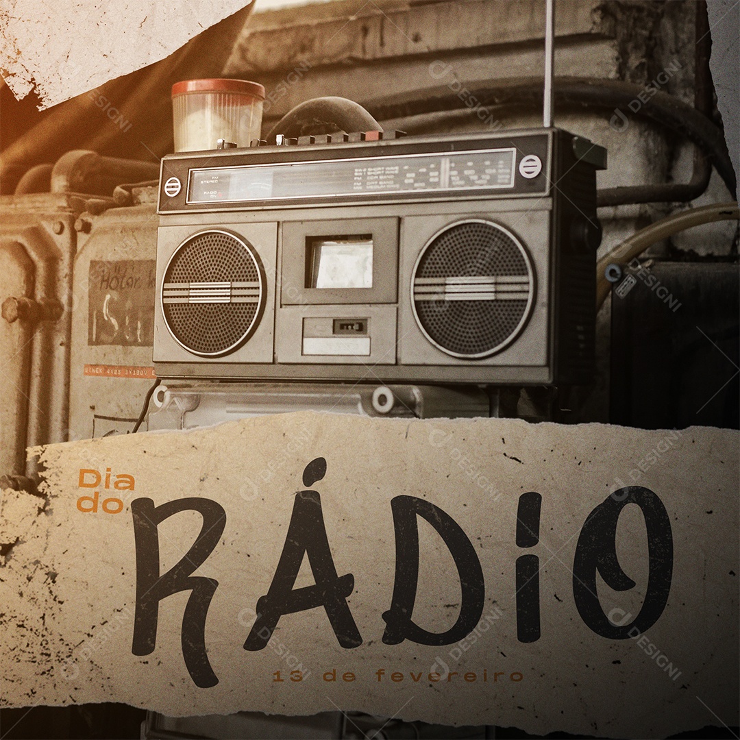 13 de Fevereiro Dia do Rádio Social Media PSD Editável