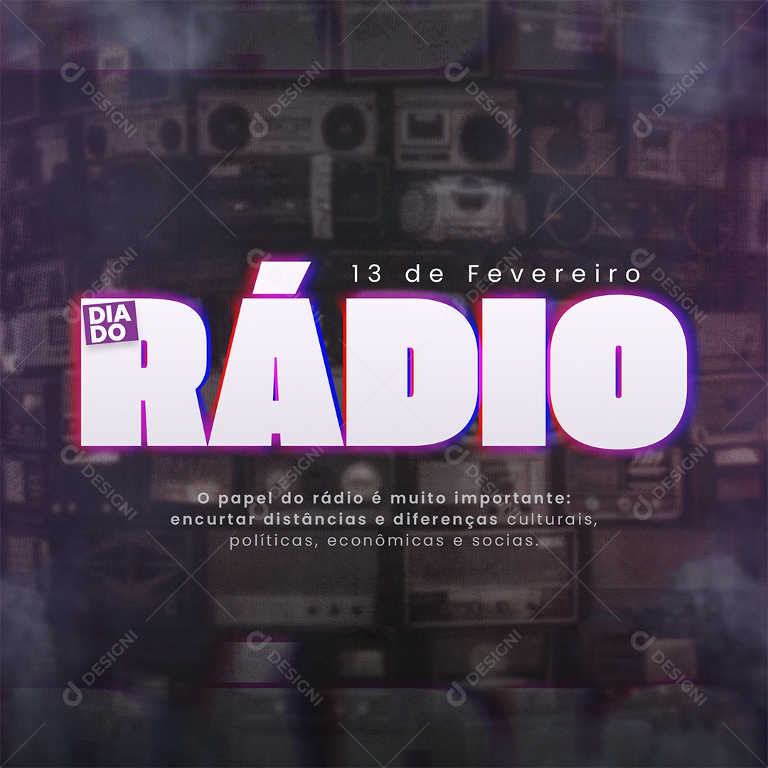 o Papel do Rádio é Muito Importante 13 de Fevereiro Dia do Rádio PSD Editável
