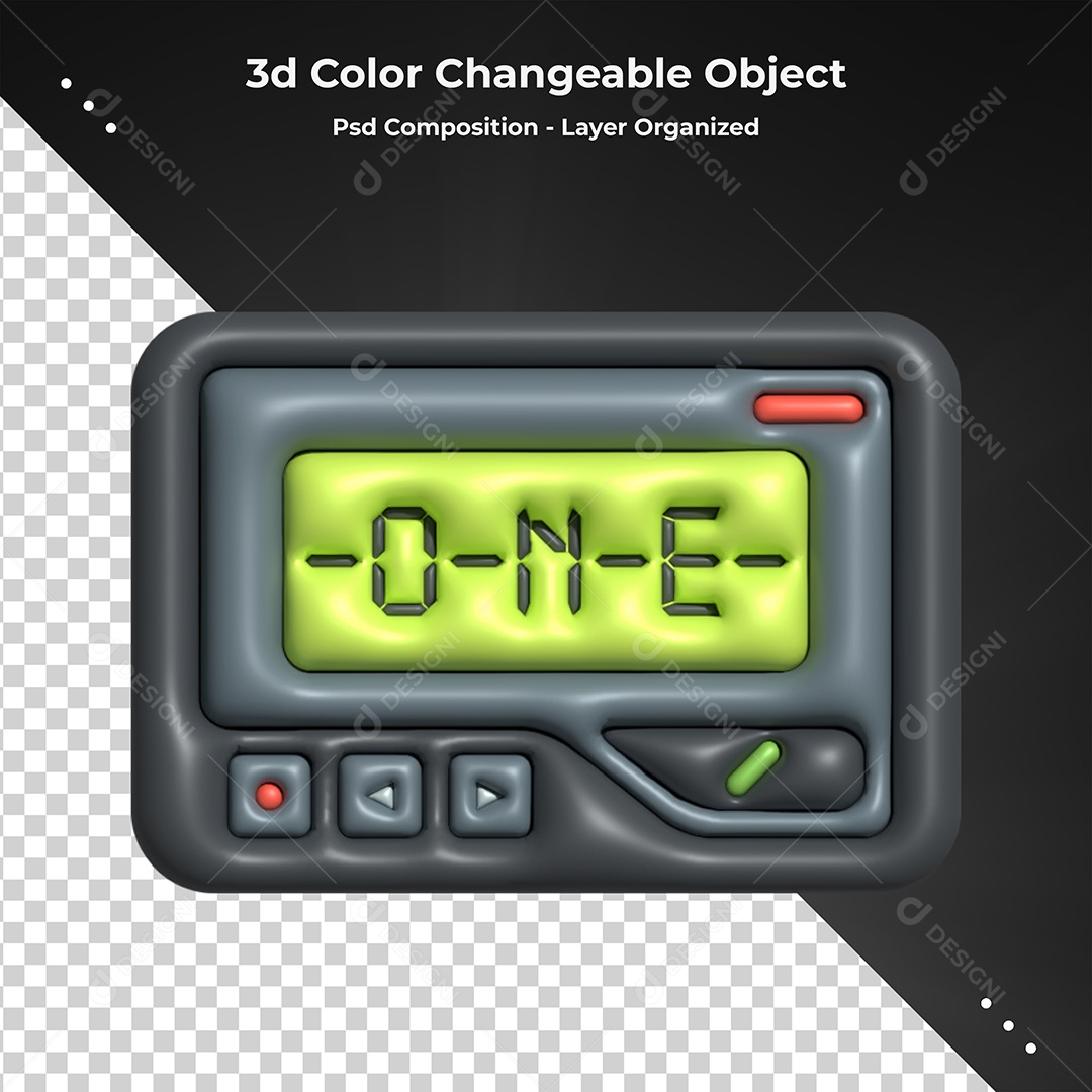 Elemento 3D Rádio One para Composição PSD