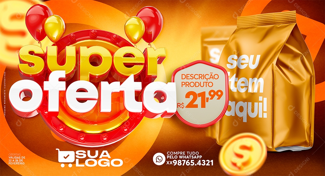 Banner Social Media Super Oferta Supermercados PSD Editável