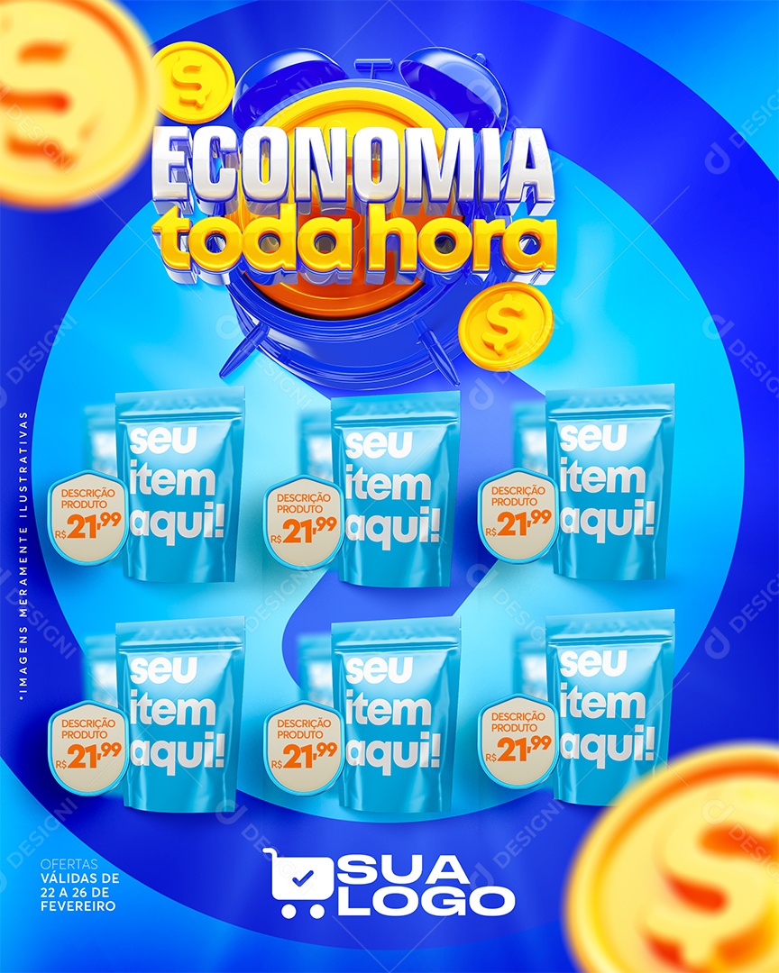 Social Media Encarte Economia Toda Hora PSD Editável