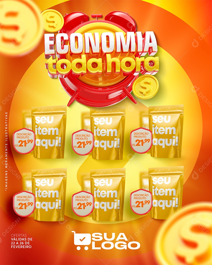 Social Media Encarte Economia Toda Hora PSD Editável