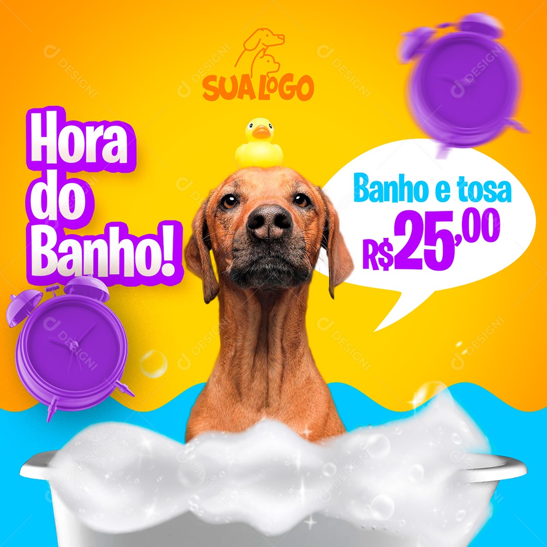 Social Media Pet Shop Hora do Banho PSD Editáveç