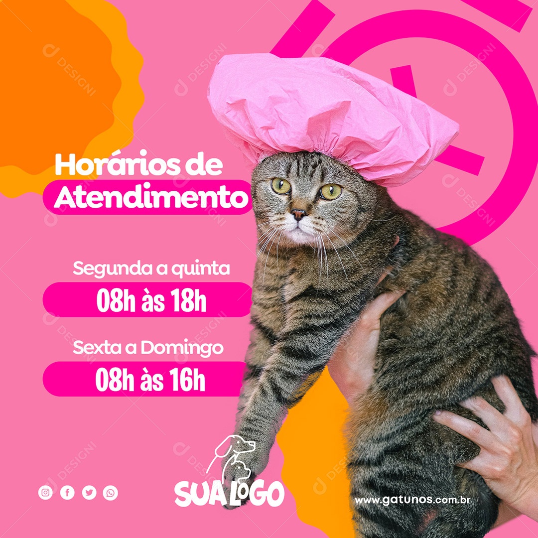 Post Social Media Pet Shop Horário de Atendimento PSD Editável