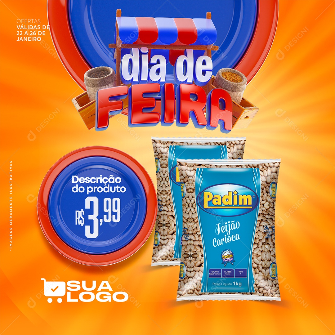Social Media Dia de Feira Supermercados PSD Editável