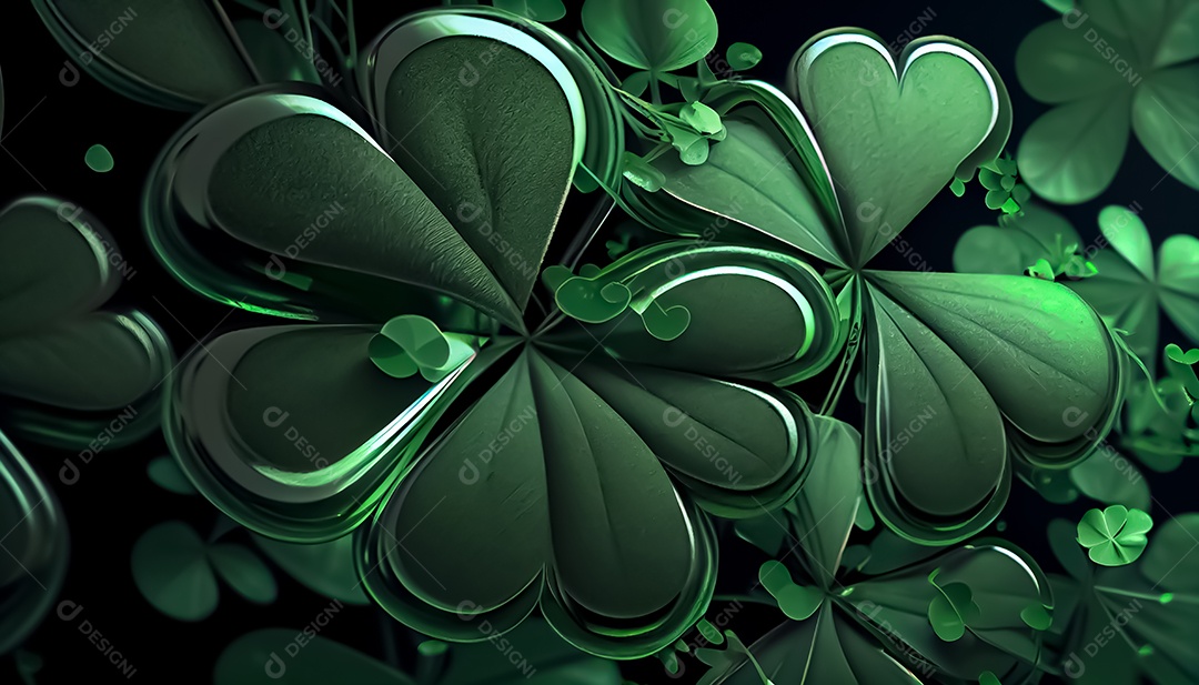 Trevo Dia de São Patrício, um dia de orgulho para a Irlanda, 17 de março, com folhas de trevo caindo