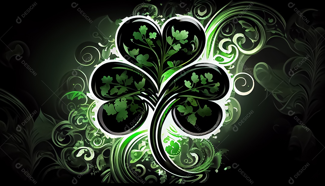 Trevo Dia de São Patrício, um dia de orgulho para a Irlanda, 17 de março, com folhas de trevo caindo