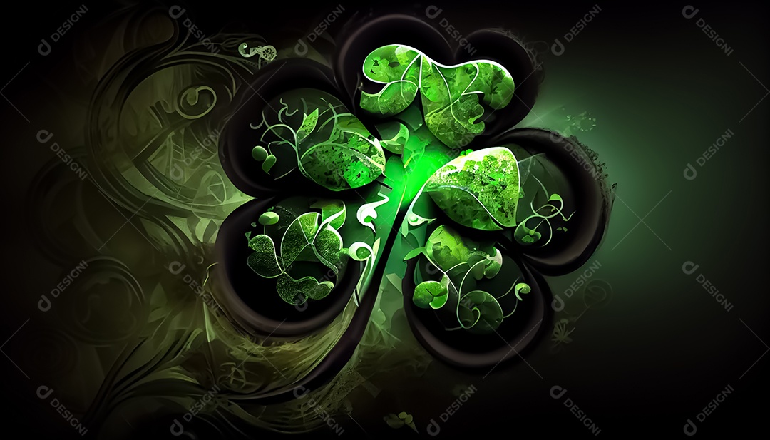 Trevo Dia de São Patrício, um dia de orgulho para a Irlanda, 17 de março, com folhas de trevo caindo