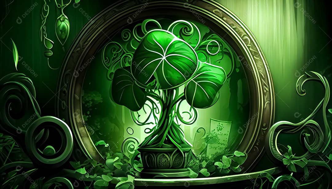 Trevo Dia de São Patrício, um dia de orgulho para a Irlanda, 17 de março, com folhas de trevo caindo