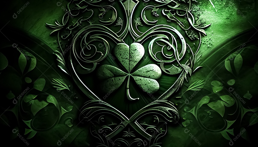 Trevo Dia de São Patrício, um dia de orgulho para a Irlanda, 17 de março, com folhas de trevo caindo