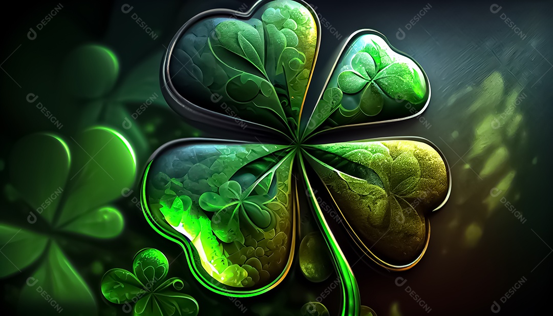 Trevo Dia de São Patrício, um dia de orgulho para a Irlanda, 17 de março, com folhas de trevo caindo