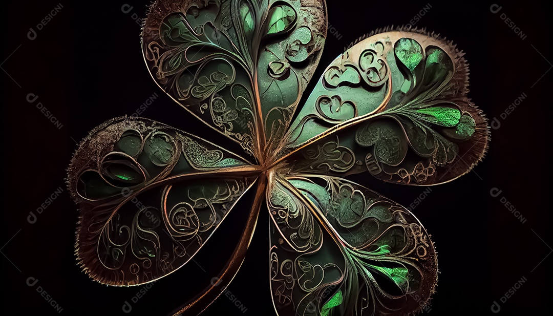 Trevo Dia de São Patrício, um dia de orgulho para a Irlanda, 17 de março, com folhas de trevo caindo