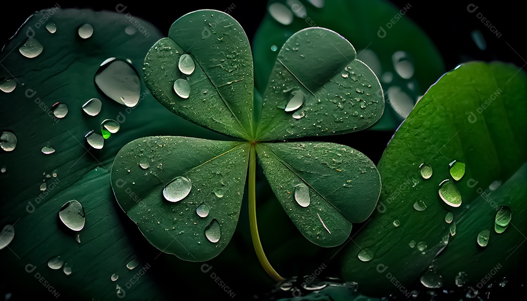 Trevo Dia de São Patrício, um dia de orgulho para a Irlanda, 17 de março, com folhas de trevo caindo