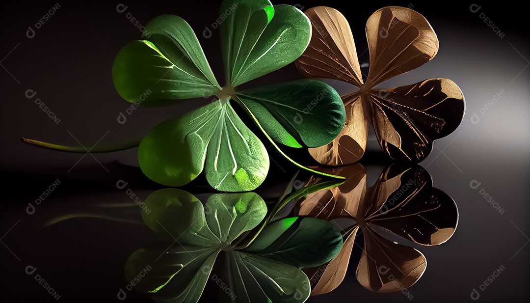 Trevo Dia de São Patrício, um dia de orgulho para a Irlanda, 17 de março, com folhas de trevo caindo