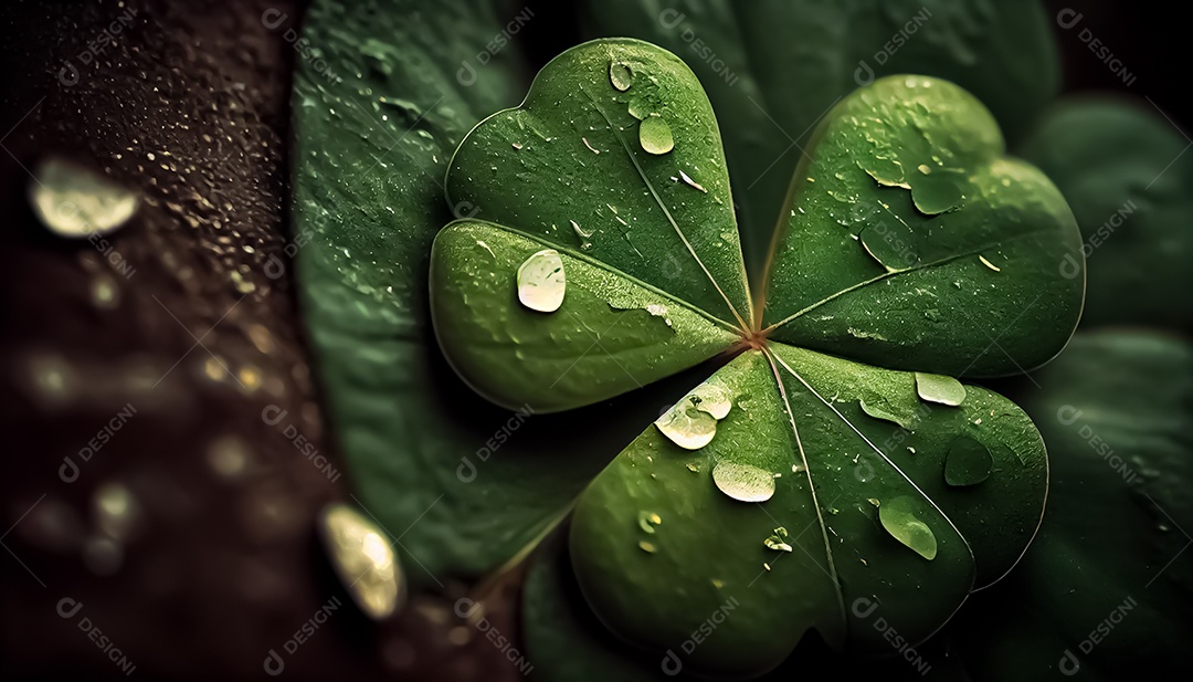 Trevo Dia de São Patrício, um dia de orgulho para a Irlanda, 17 de março, com folhas de trevo caindo