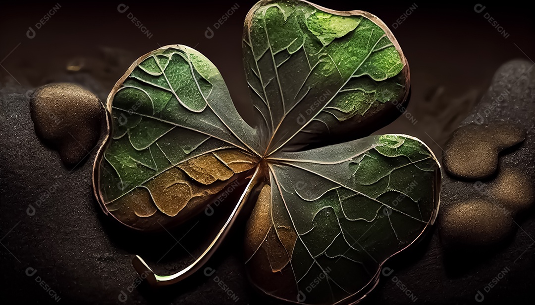 Trevo Dia de São Patrício, um dia de orgulho para a Irlanda, 17 de março, com folhas de trevo caindo