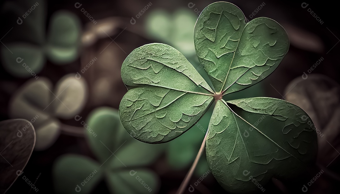Trevo Dia de São Patrício, um dia de orgulho para a Irlanda, 17 de março, com folhas de trevo caindo